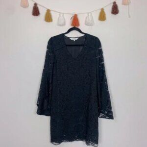 Crosby by Mollie Burch Flutter Sleeve Black Lace Dress Size Small
